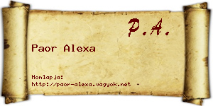 Paor Alexa névjegykártya